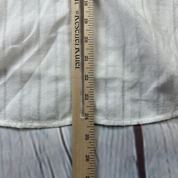 Paper Crane Shirt Womens Large White Cold Shoulder Long Sleeve Blouse Top Linen - Picture 8 of 9